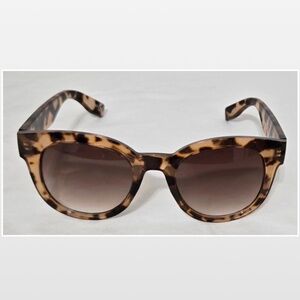 Sunglasses Womens OS Cat Eyes Round Brown Tortoise Shell Print Frames
